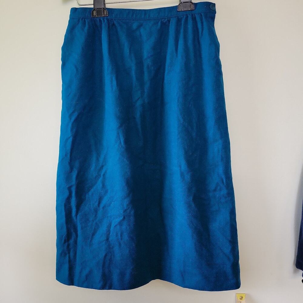 Pendleton Women's VTG Virgin Wool Skirt Size 12 Midi A-line USA Teal Boho Chic